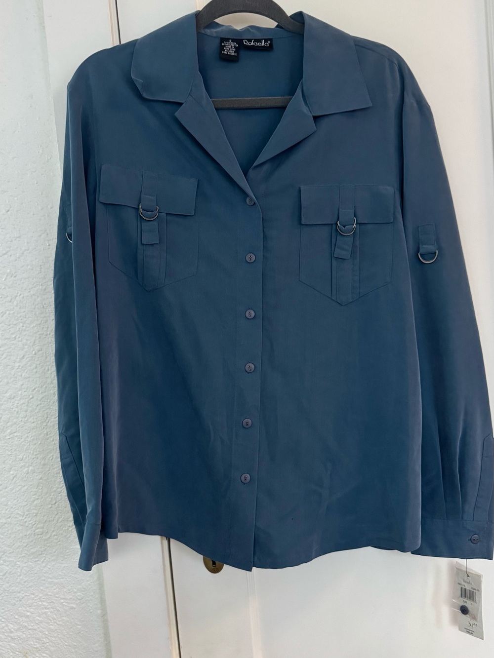 Rafaella Slate Blue Long-Sleeve Casual Button-Down Shirt